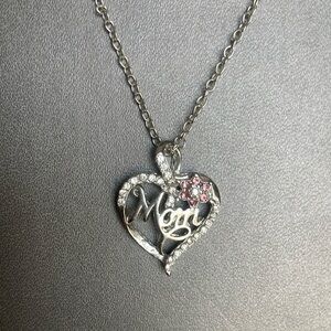 Silver Mom Heart Necklace